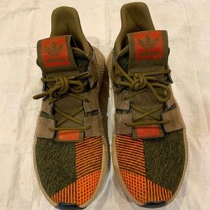 Adidas Prophere Running Shoes pre-owned, olive and solar red, 11 1/2